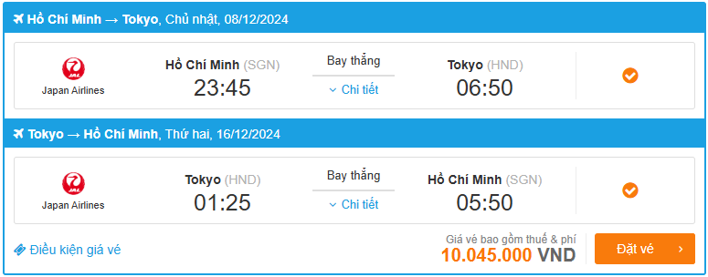 Japan Airlines khuyen mai ve may bay tu TPHCM di Tokyo